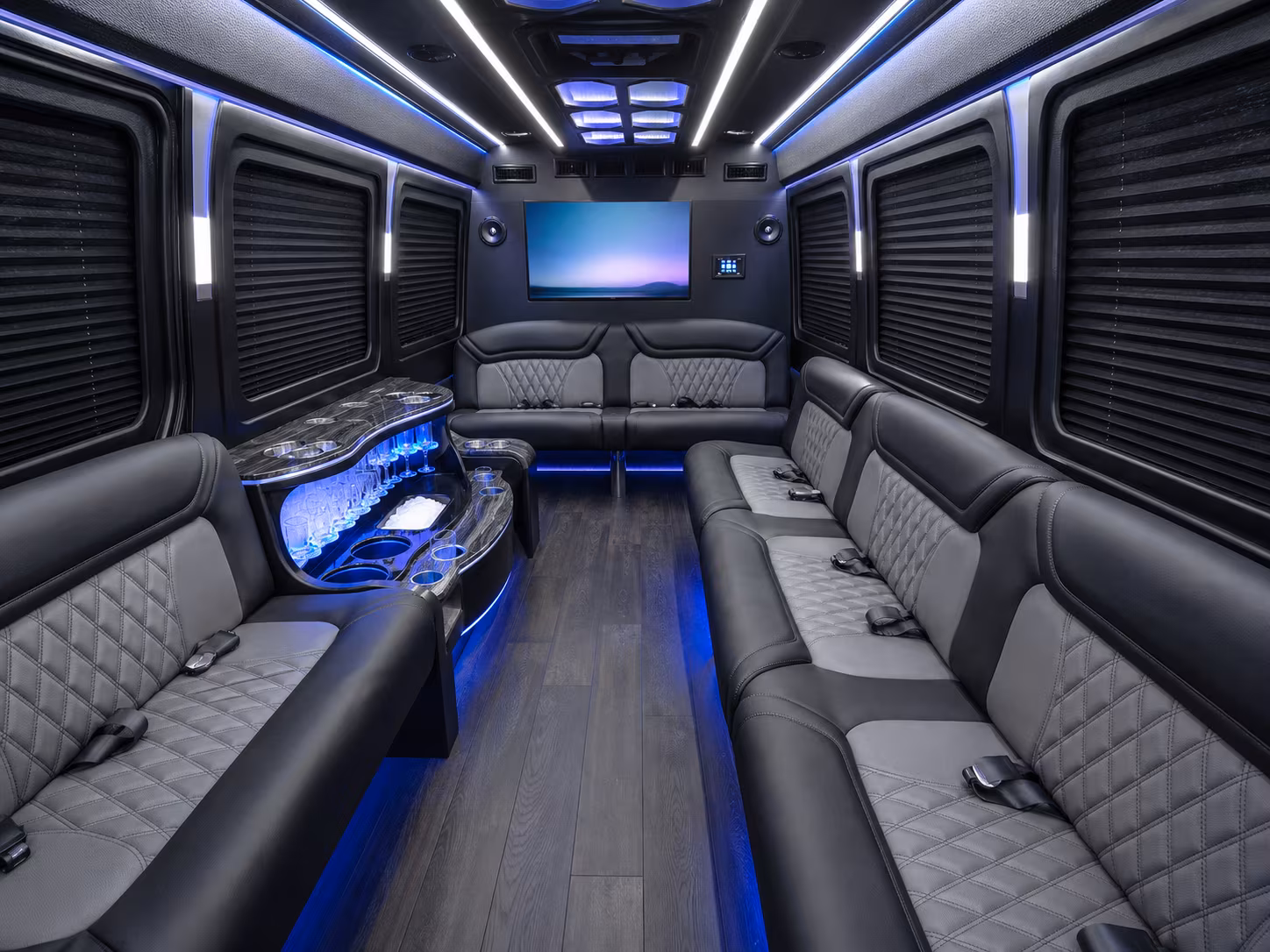 providence 50 passenger party bus inside
